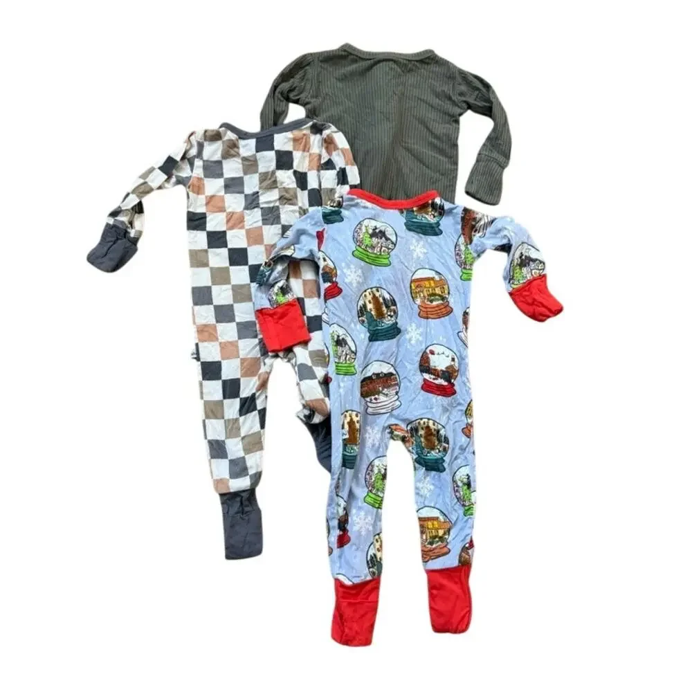 Will and Wren Lot of 3 One Pieces Bamboo 0-3mos Holiday Unisex